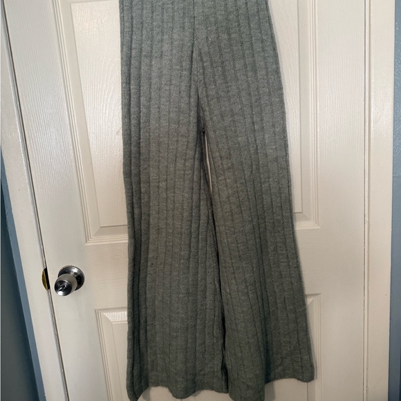 Sincerly Jules Pants - Sincerely Jules whide leg warm pants in Light Gray/green ish